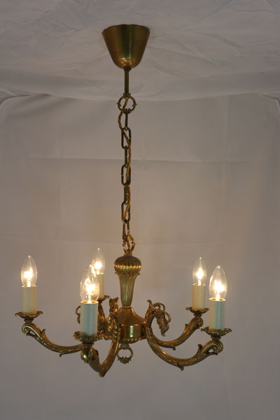 Flemish Brass Five Arm Ceiling Light