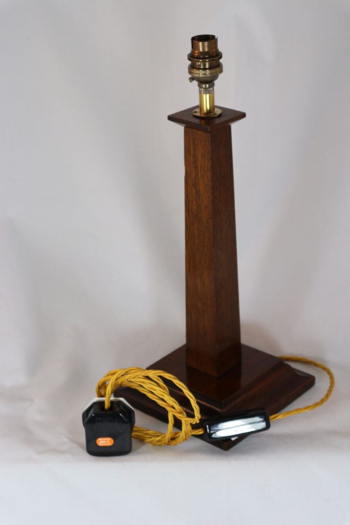 Classic Art Deco Table Lamp, 1920s 1930s, Possibly Apprentice piece from the UK. Mahogany