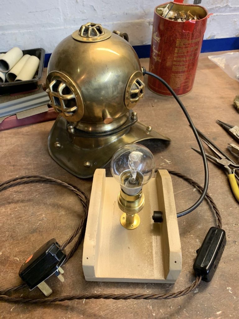 Brass diver's lamp recrafted 