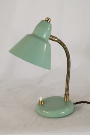 Green miniature goose neck 1950s desk lamp