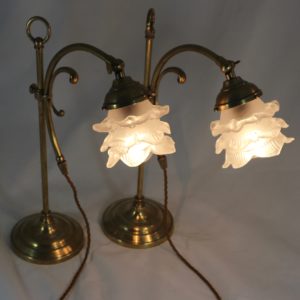 Art Nouveau Table Lamps Lit