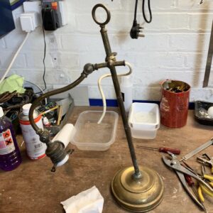 Brass Arm Swivel Lamp before restoration