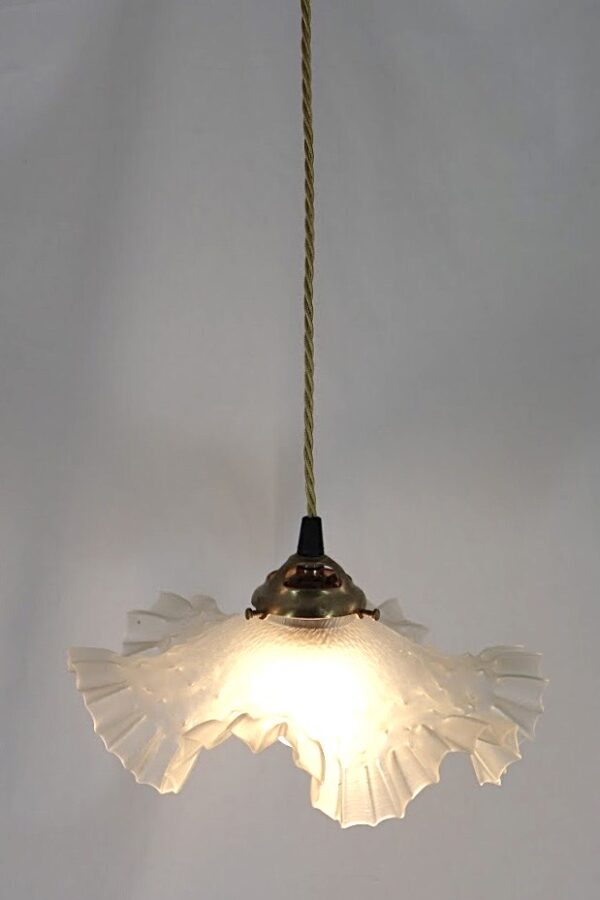 French Frilled Glass Over Table Ceiling Light - The Light House